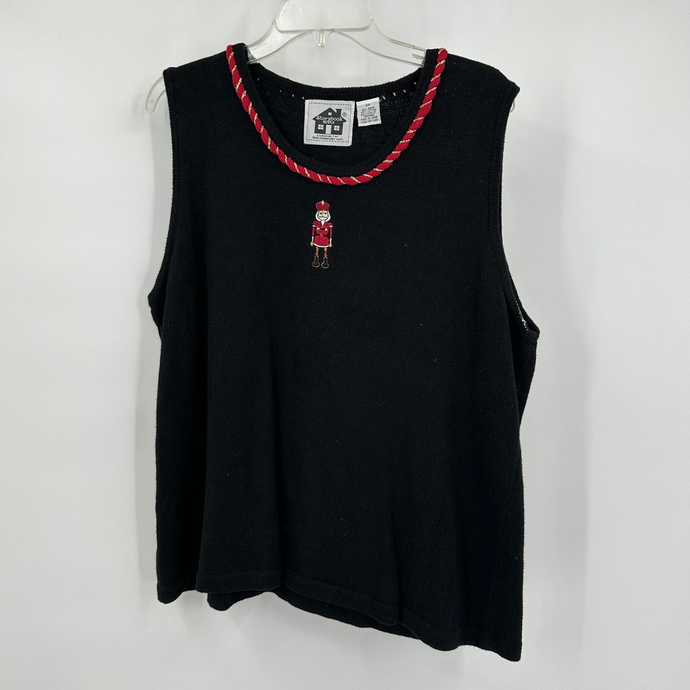 Storybook Knits Womens Christmas Sweater Vest‎ Sz 2X Embroidered Holiday Festive